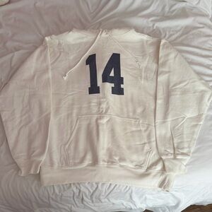 Brandy Melville White Hoodie with Navy Print